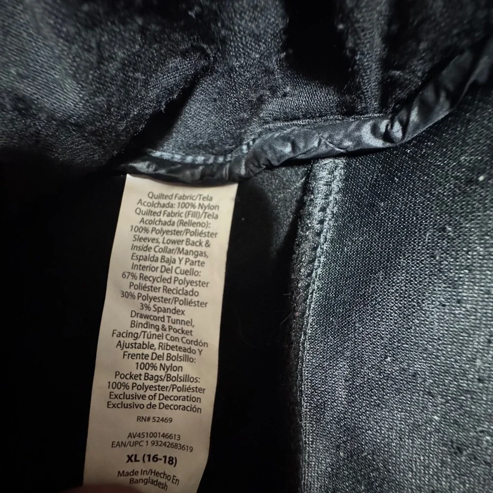 Avia Women XL 16-18 Black Mixed Media Quilted Puffer Hybrid Full Zip Jacket Coat